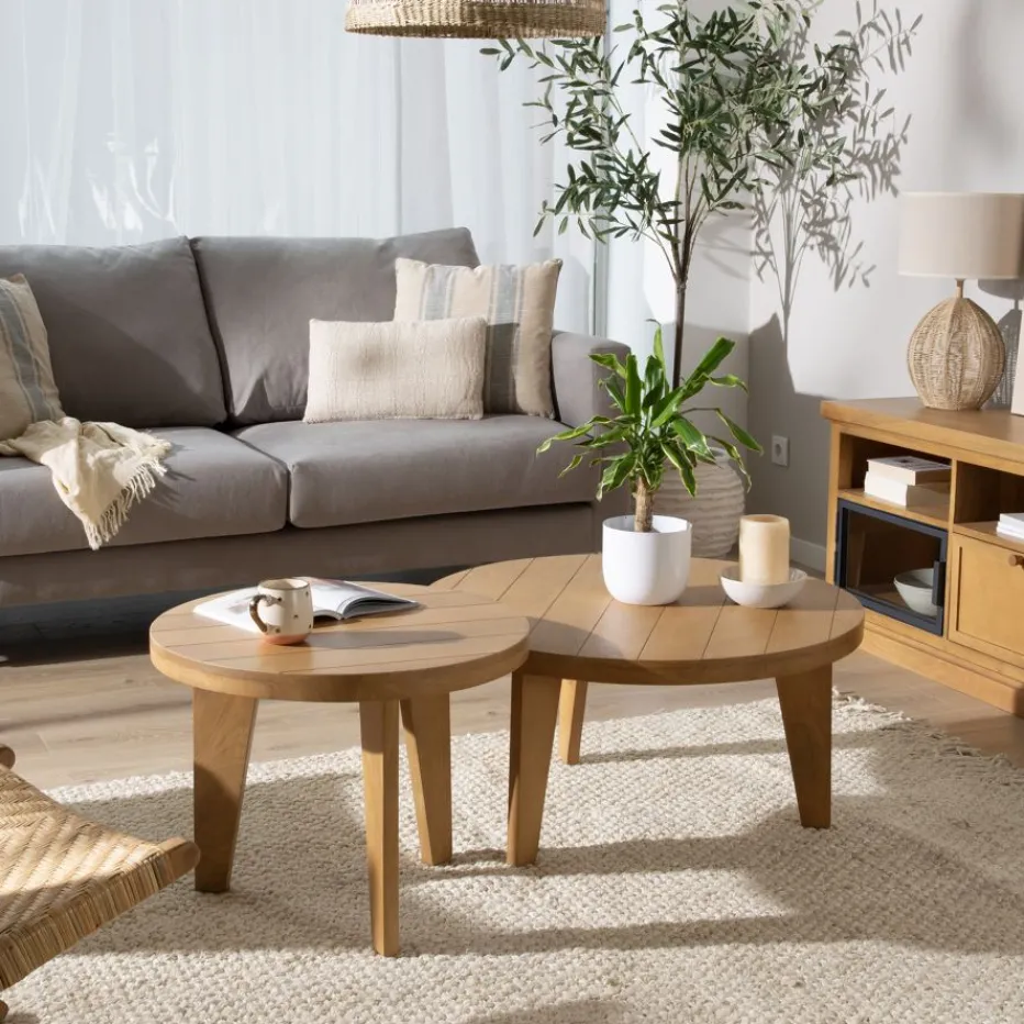 Amaia Ensemble de 2 tables basses en bois massif de manguier^Banak Hot