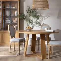 Amaia Table à manger ronde en bois massif de manguier^Banak Outlet