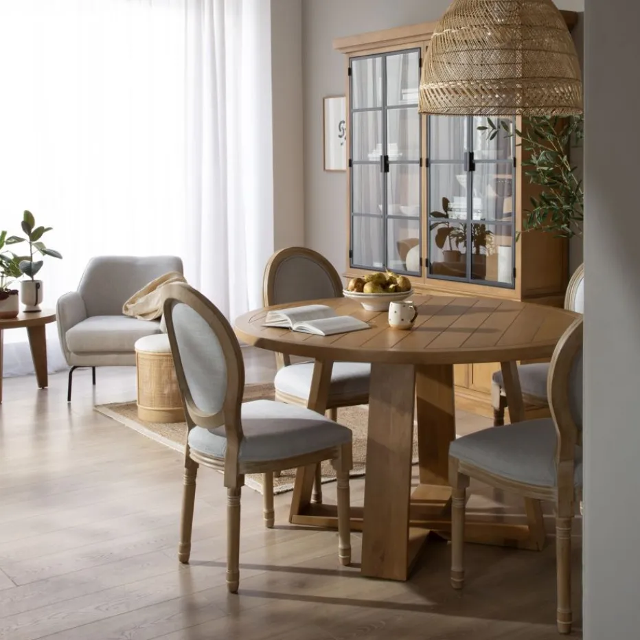Amaia Table à manger ronde en bois massif de manguier^Banak Outlet