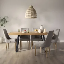 Amaia Table à manger rectangulaire en bois massif de manguier et métal^Banak Sale