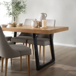 Amaia Table à manger rectangulaire en bois massif de manguier et métal^Banak Sale