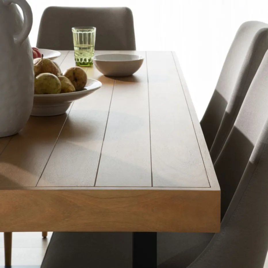 Amaia Table à manger rectangulaire en bois massif de manguier et métal^Banak Sale