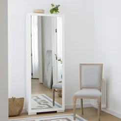 Asue Chaussures étroit en bois laqué blanc avec miroir^Banak Online