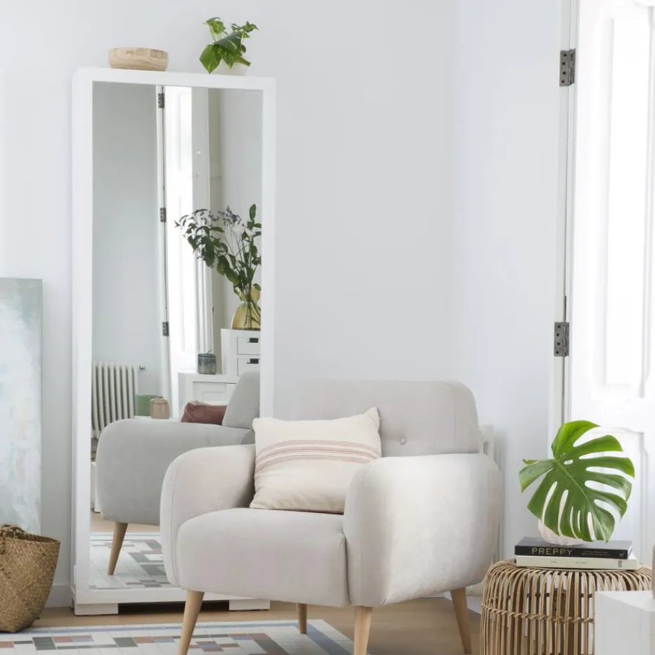 Asue Chaussures étroit en bois laqué blanc avec miroir^Banak Online