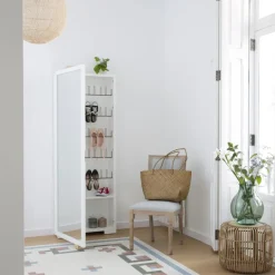 Asue Chaussures étroit en bois laqué blanc avec miroir^Banak Online