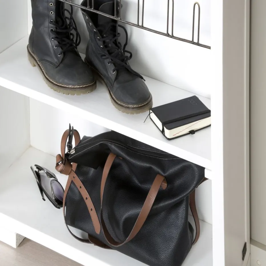 Asue Chaussures étroit en bois laqué blanc avec miroir^Banak Online
