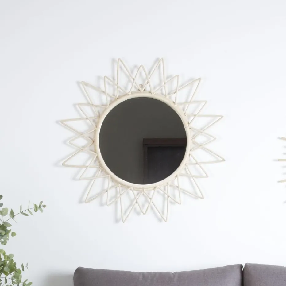 Aveiro Miroir rond mural en rotin naturel^Banak Clearance