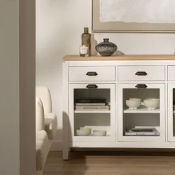 Avelin Buffet étroit blanc et naturel^Banak Clearance