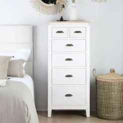 Avelin Commode blanc et naturel^Banak Discount