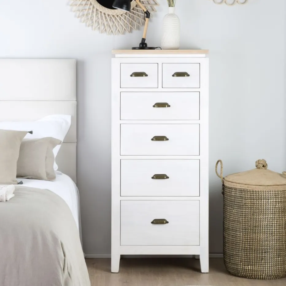 Avelin Commode blanc et naturel^Banak Discount