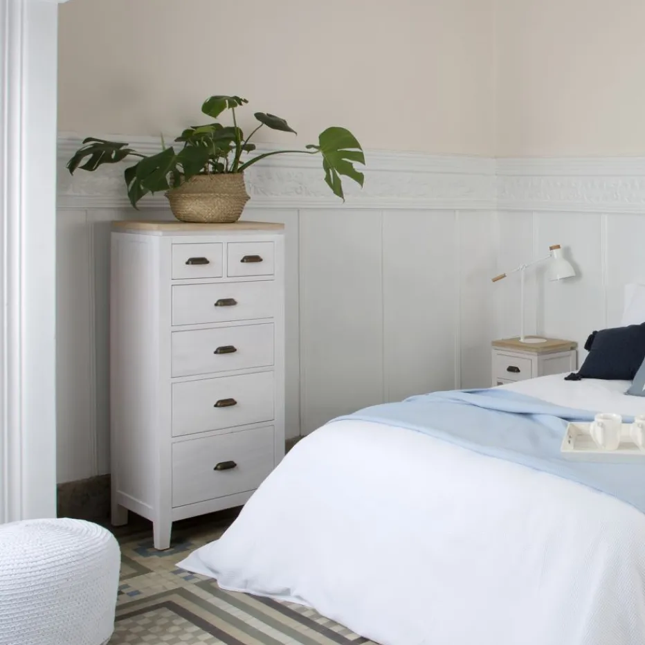 Avelin Commode blanc et naturel^Banak Discount