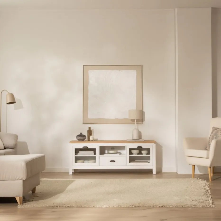 Avelin Meuble tv blanc et naturel^Banak Clearance