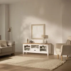 Avelin Meuble tv blanc et naturel^Banak Clearance