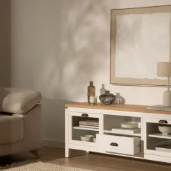 Avelin Meuble tv blanc et naturel^Banak Clearance