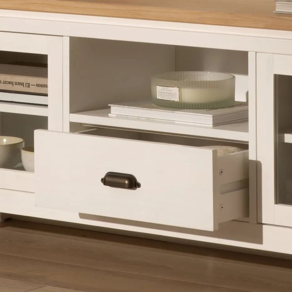 Avelin Meuble tv blanc et naturel^Banak Clearance
