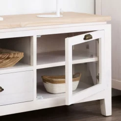 Avelin Meuble tv blanc et naturel^Banak Clearance