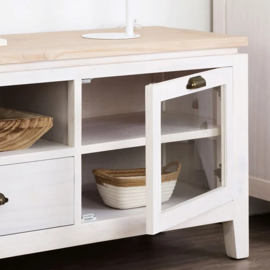 Avelin Meuble tv blanc et naturel^Banak Clearance
