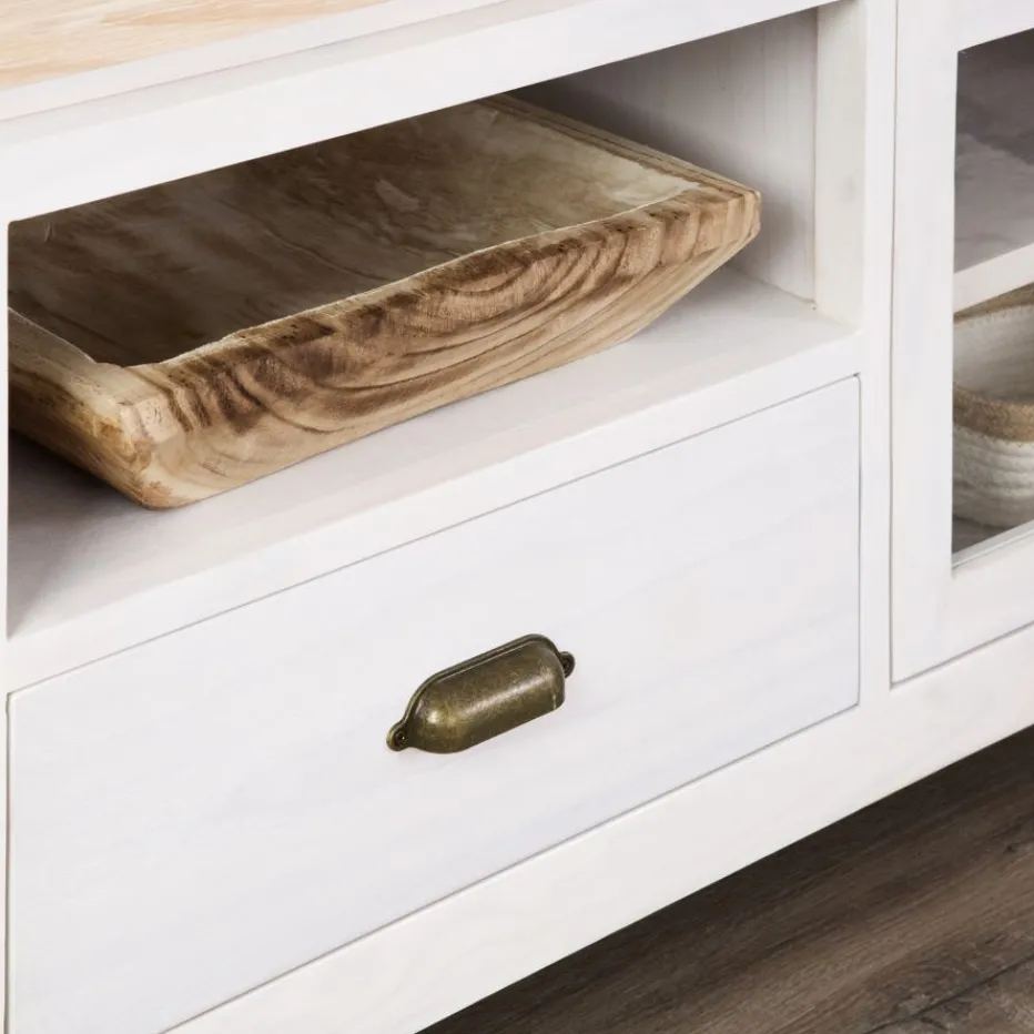 Avelin Meuble tv blanc et naturel^Banak Clearance