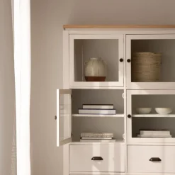 Avelin Vitrine en bois blanc et naturel^Banak Clearance