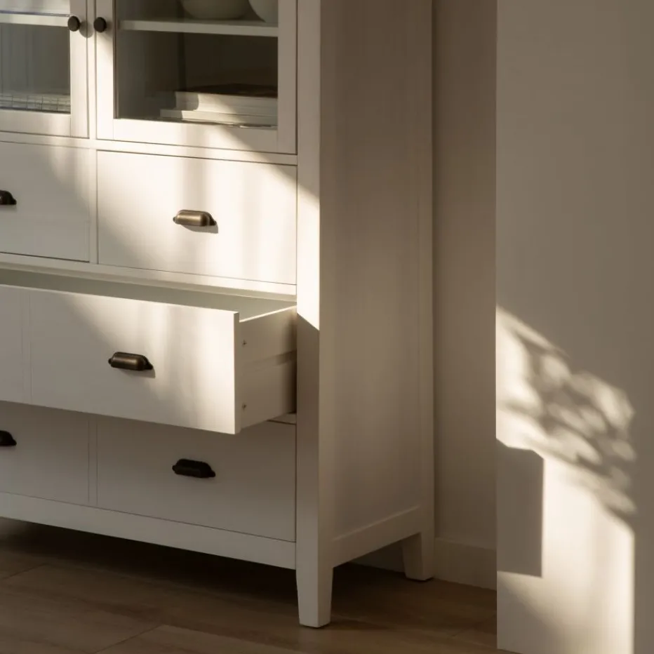 Avelin Vitrine en bois blanc et naturel^Banak Clearance
