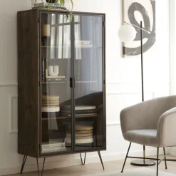 Baltic Vitrine en bois massif et métal^Banak Sale