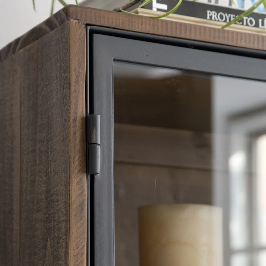 Baltic Vitrine en bois massif et métal^Banak Sale