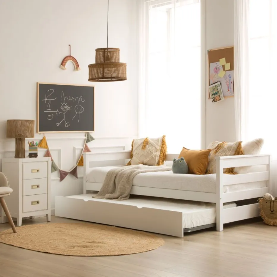 Bemy Lit nid pour matelas de 90x190 laqué en blanc^Banak Hot