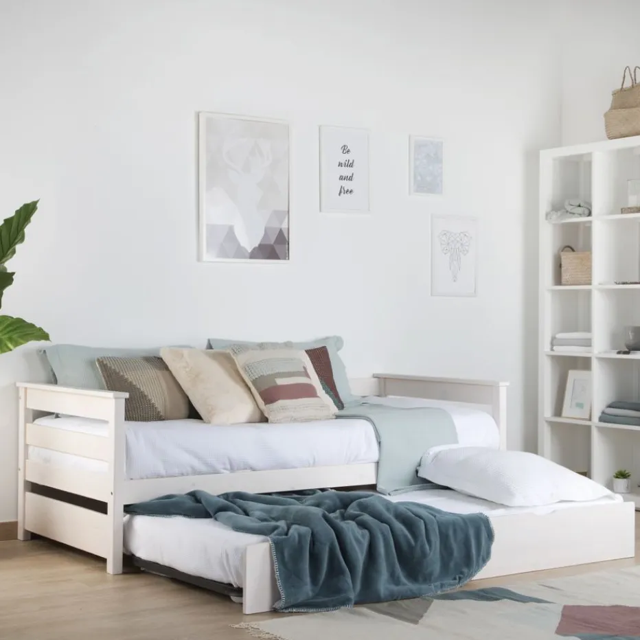 Bemy Lit nid pour matelas de 90x190 laqué en blanc^Banak Hot