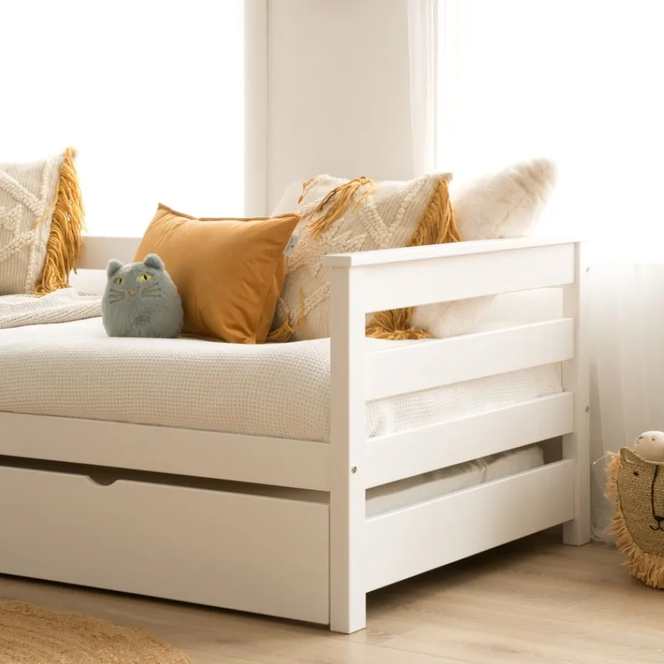 Bemy Lit nid pour matelas de 90x190 laqué en blanc^Banak Hot