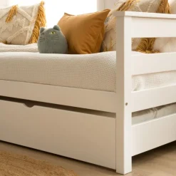 Bemy Lit nid pour matelas de 90x190 laqué en blanc^Banak Hot