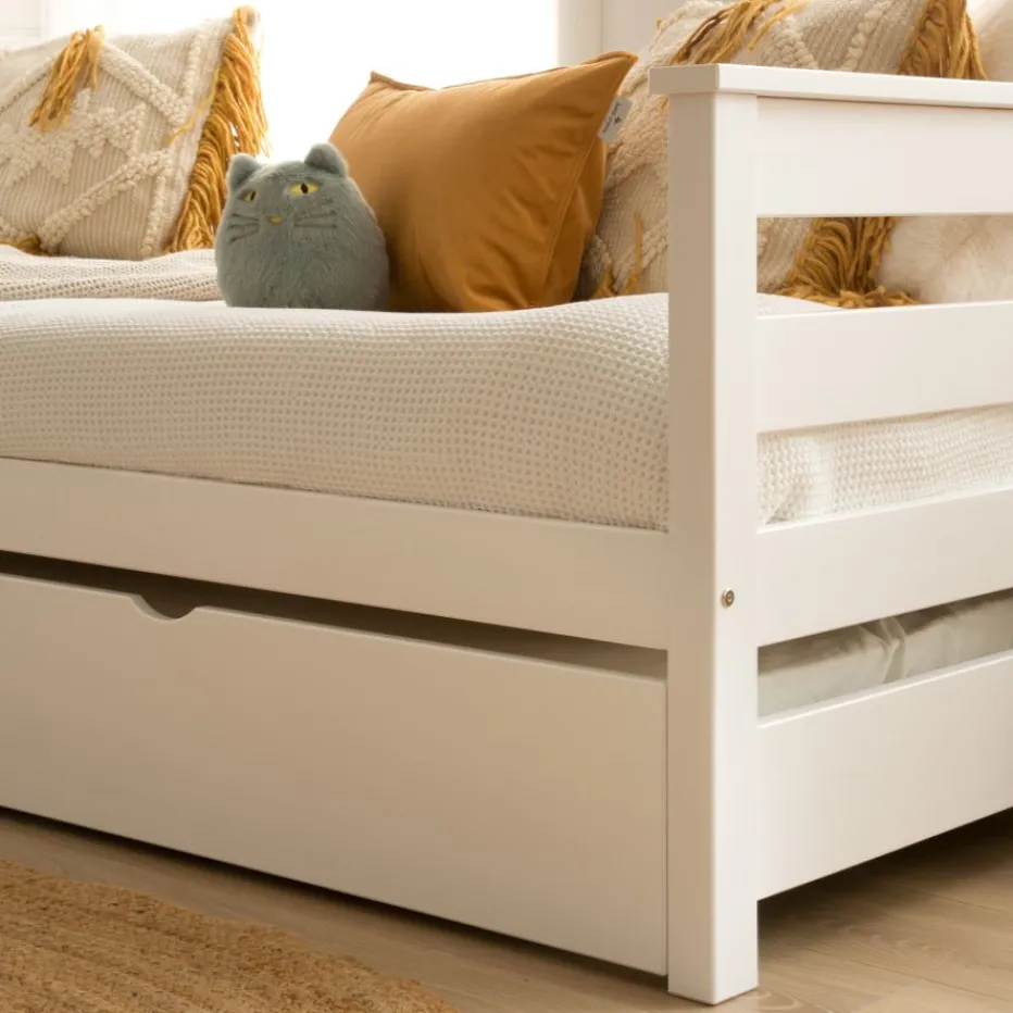 Bemy Lit nid pour matelas de 90x190 laqué en blanc^Banak Hot