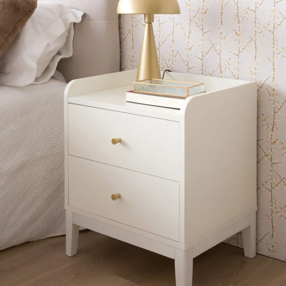 Berna Table de chevet en bois laqué blanc^Banak Online