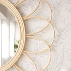 Bessa Miroir rond mural en rotin naturel^Banak Clearance