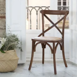Bihar Chaise en bois massif d'orme couleur teck^Banak