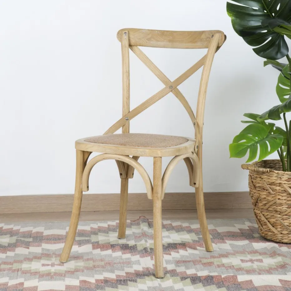 Bihar Chaise en bois massif d'orme couleur naturelle antique^Banak Best
