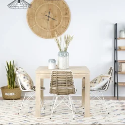 Blay Table à manger extensible carrée 90/180 en bois couleur naturelle^Banak