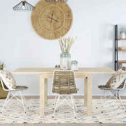 Blay Table à manger extensible carrée 90/180 en bois couleur naturelle^Banak