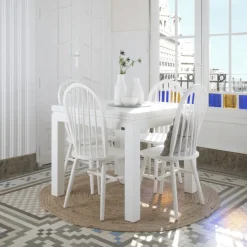 Blay Table à manger carrée extensible 90/180 en bois laqué blanc^Banak Best
