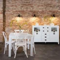Blay Table à manger carrée extensible 90/180 en bois laqué blanc^Banak Best