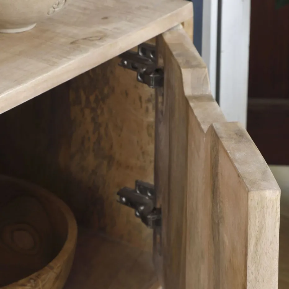Boston Buffet en bois massif de manguier et métal^Banak Sale