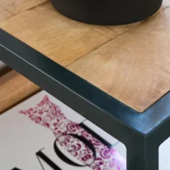 Boston Table d'appoint en bois massif de manguier et métal^Banak Clearance