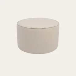 Camille Puf de salón redondo tapizado en terciopelo beige^Banak Clearance