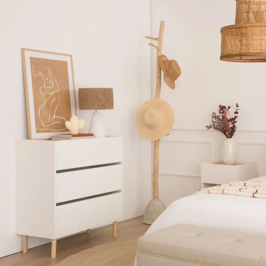 Canes Commode blanc mat et naturel duna^Banak Online