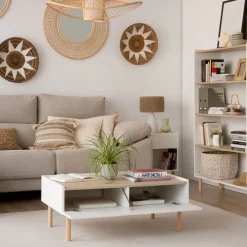Canes Table basse blanc mat et naturel duna^Banak Outlet