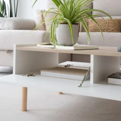 Canes Table basse blanc mat et naturel duna^Banak Outlet
