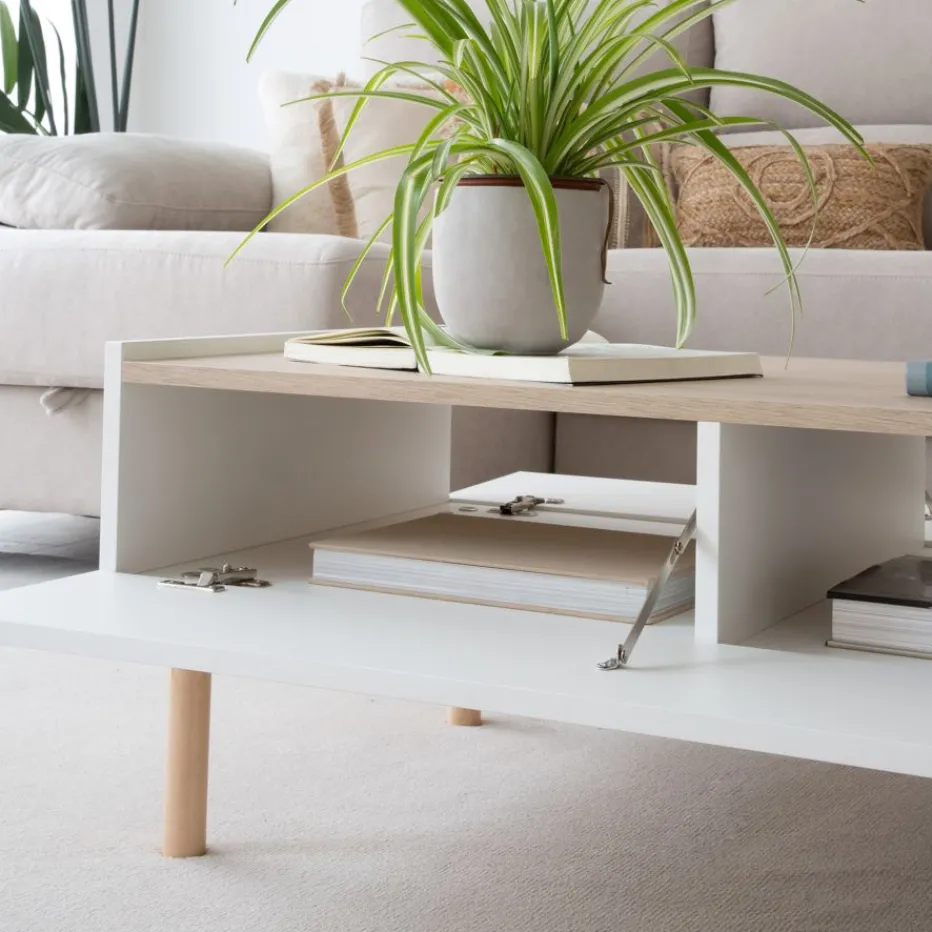 Canes Table basse blanc mat et naturel duna^Banak Outlet