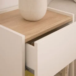 Canes Table de chevet blanc mat et naturel duna^Banak Outlet