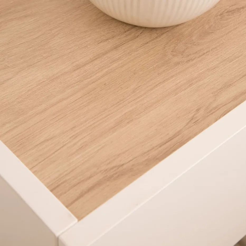 Canes Table de chevet blanc mat et naturel duna^Banak Outlet