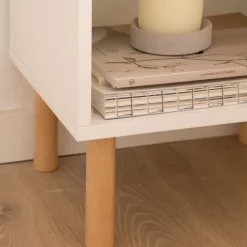 Canes Table de chevet blanc mat et naturel duna^Banak Outlet