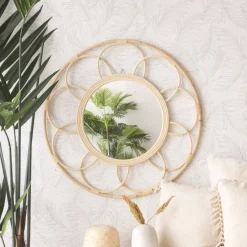 Ceira Miroir rond mural en rotin naturel^Banak Hot